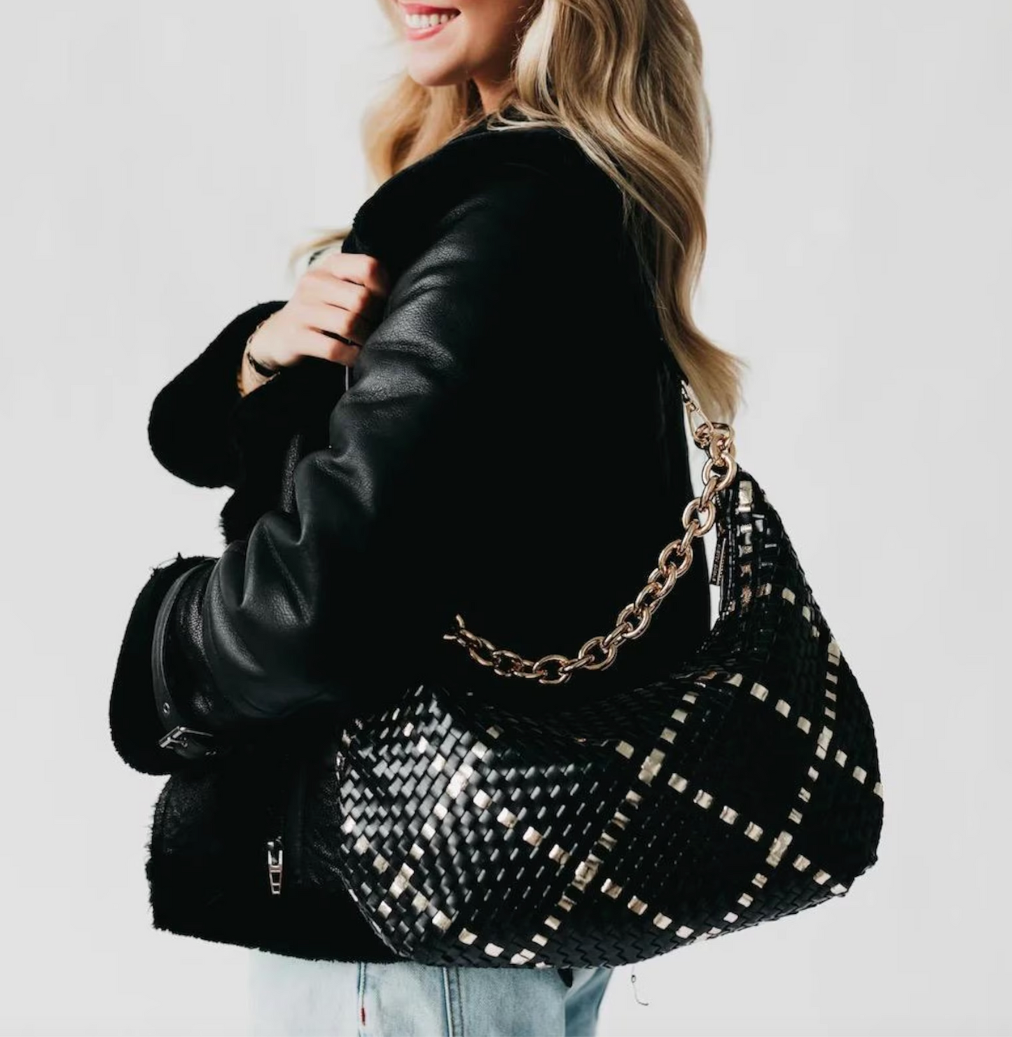Sienna Slouchy Woven Shoulder Bag by Pretty Simple