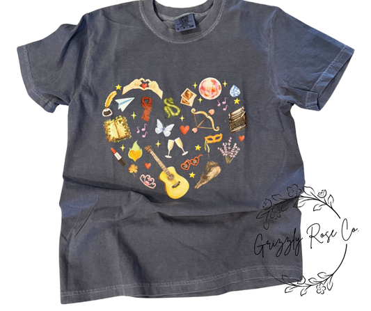 Swiftie Heart Collage Comfort Colors Graphic Tee