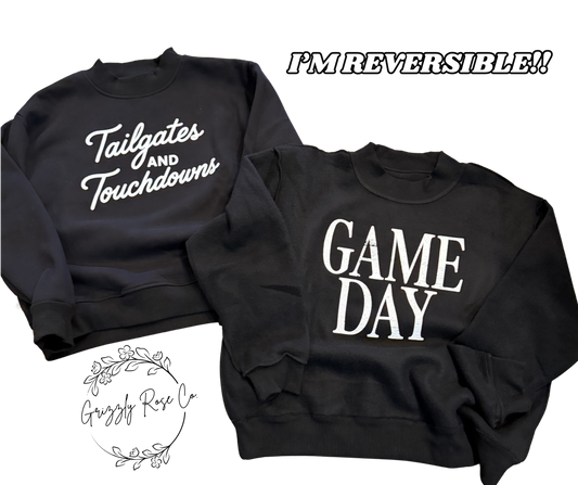Tailgates & Touchdowns AND Game Day Reversible Mock Neck Sweatshirt