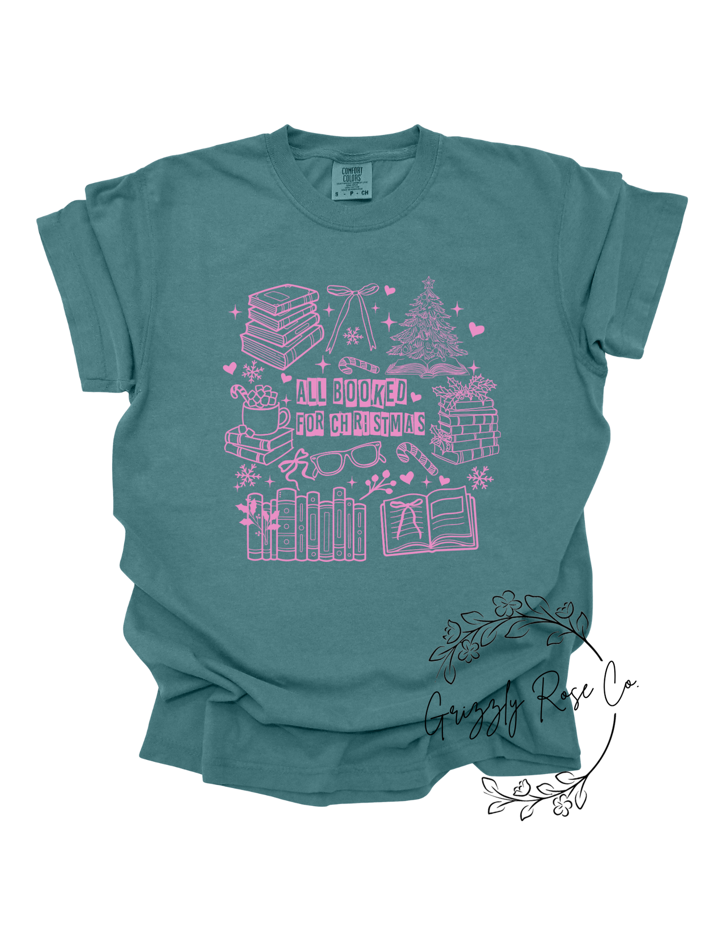 All Booked For Christmas Comfort Colors Graphic Tee