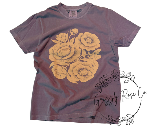 Vintage Garden Peonies Comfort Colors Graphic Tee