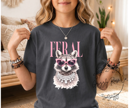 Fancy Feral Racoon Youth Comfort Colors Graphic Tee