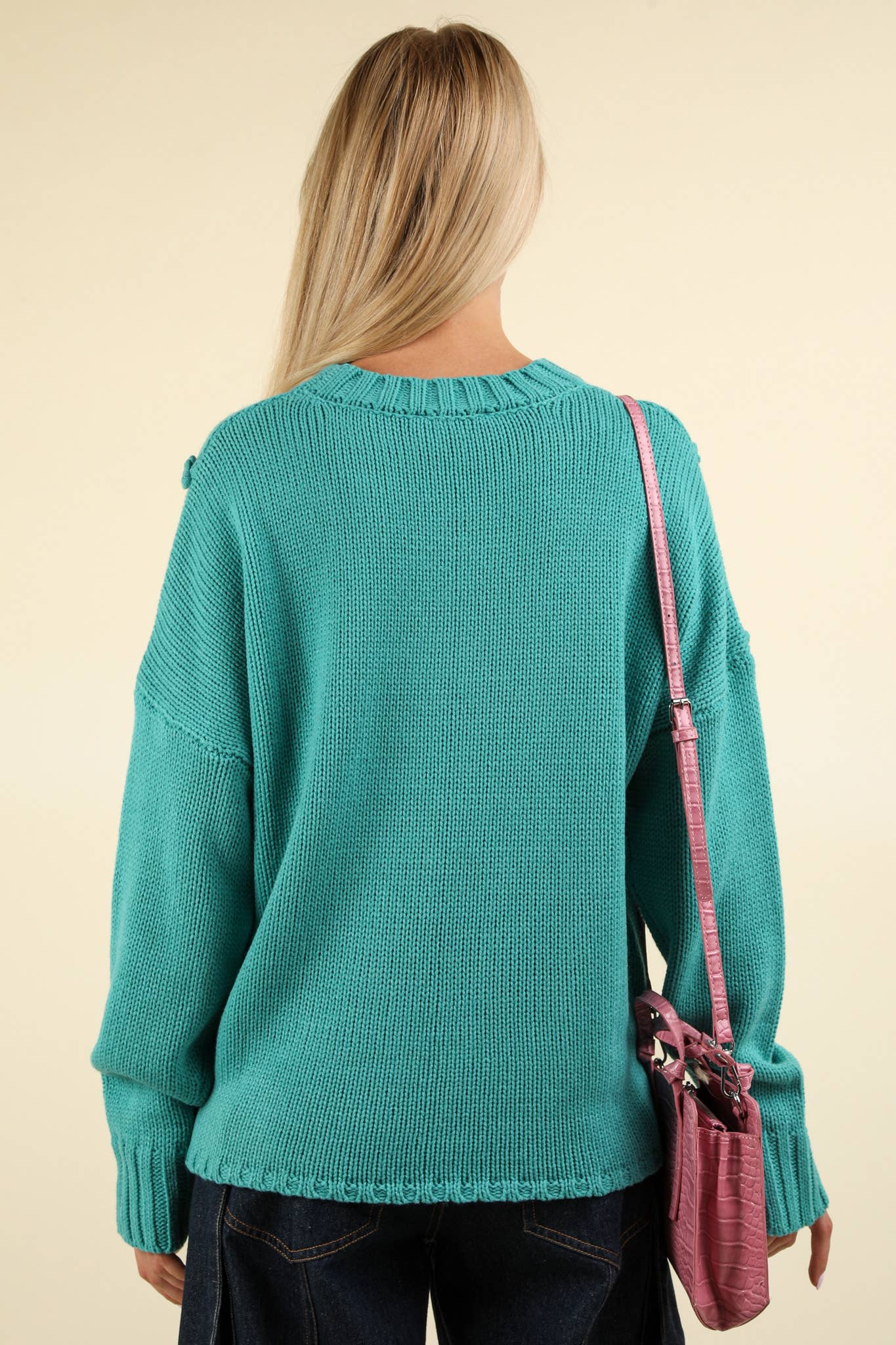 Chunky Braid Oversized Casual Sweater Knit Top