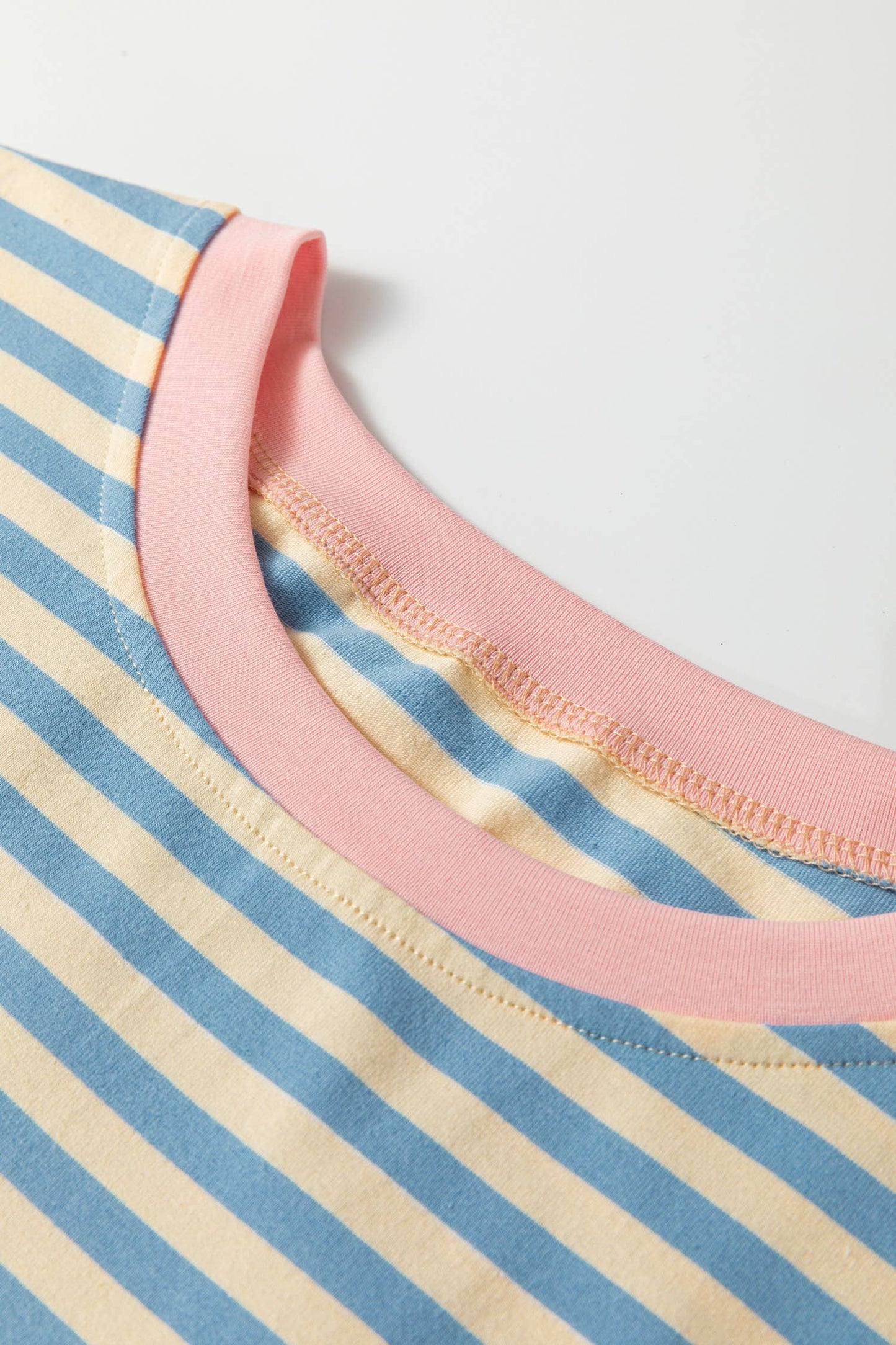 Stripe Contrast Crew Neck Tee