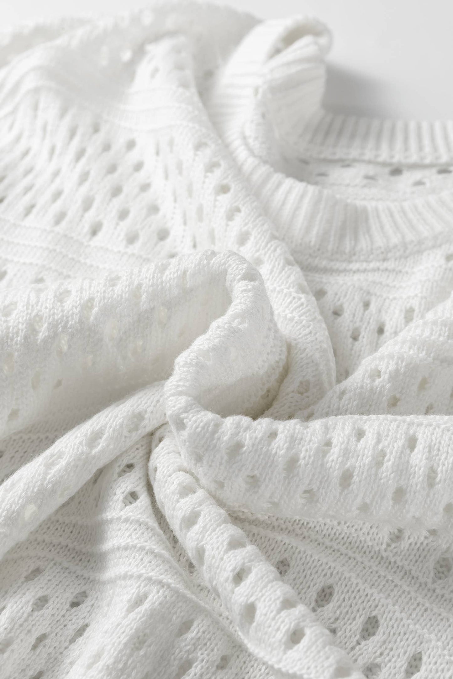 Hollow Out Knit Round Neck Dolman Sweater