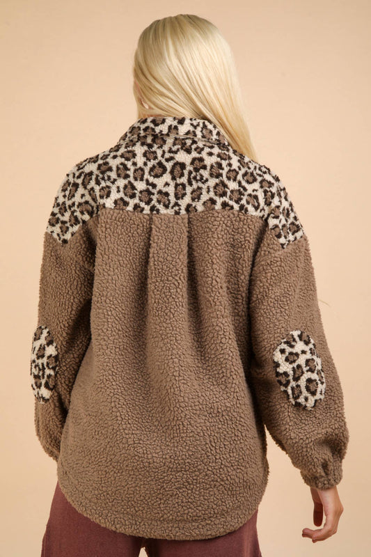 Leopard Printed Fleece Jacket