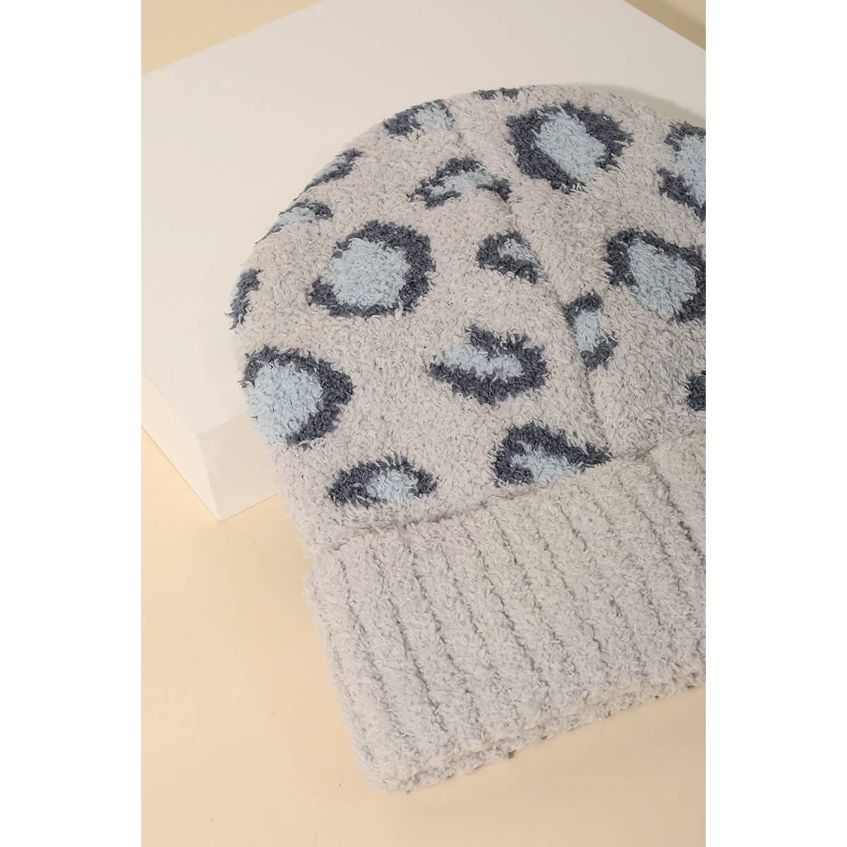 Fuzzy Leopard Print Beanie