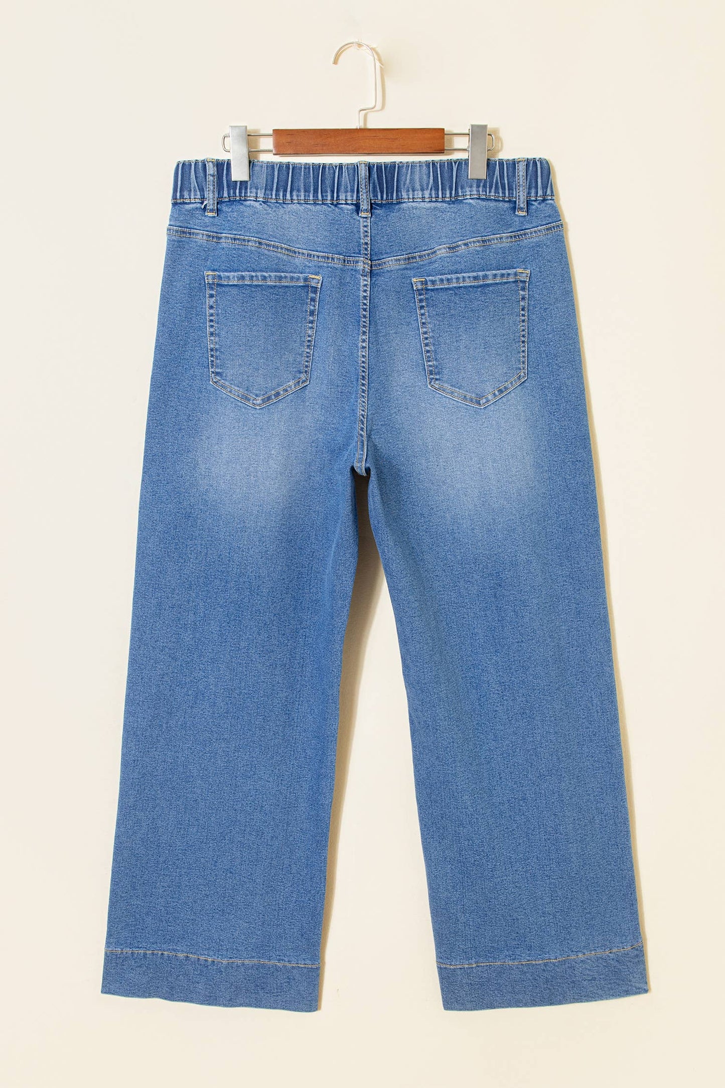 Acid Wash Contrast Pull On Jeans