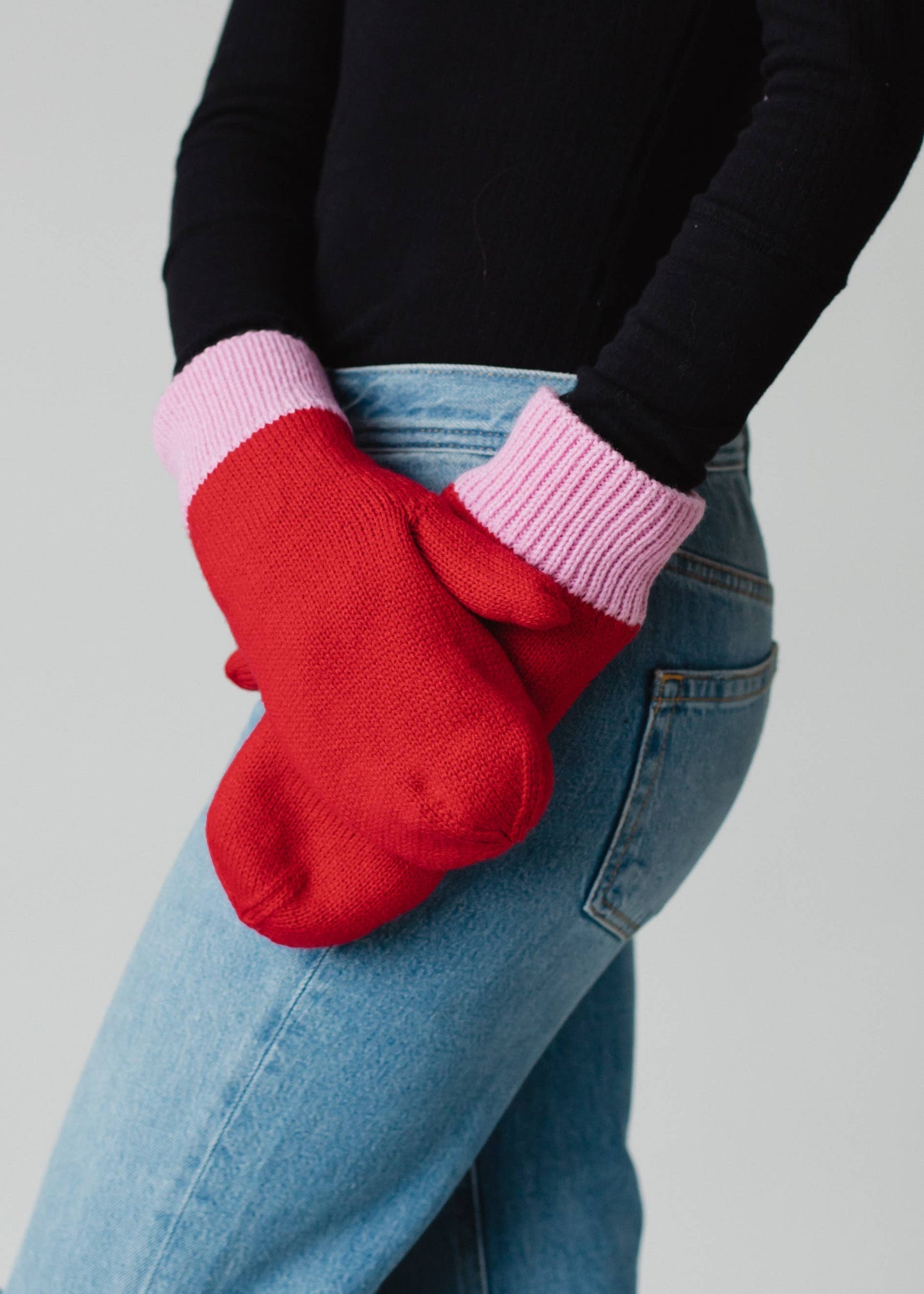Red & Pink Knit Mittens