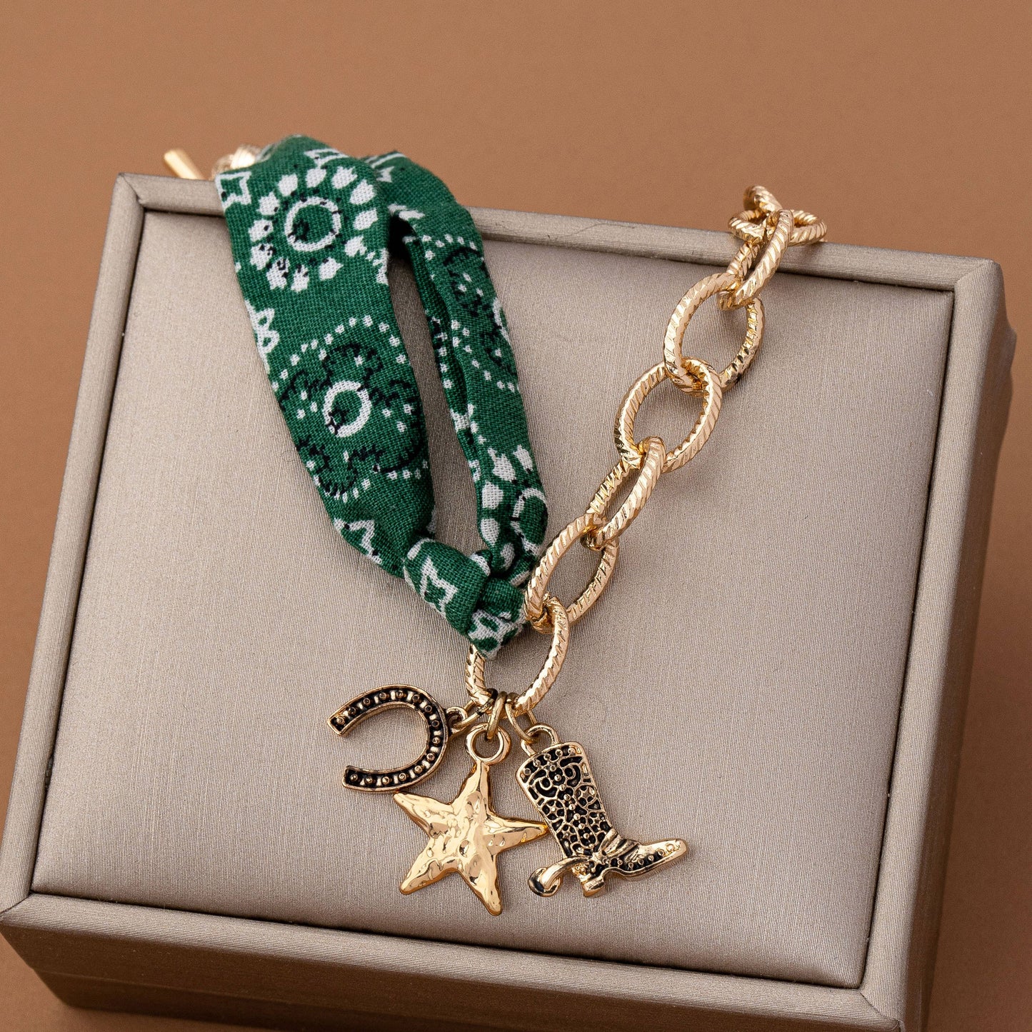Western Scarf Charm Necklace