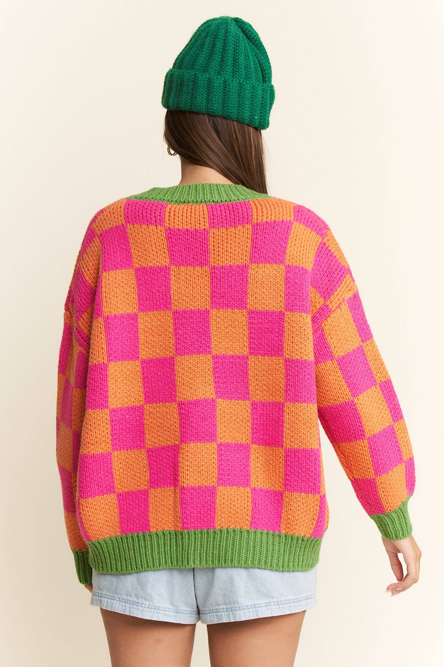 Checkered Knit Sweater