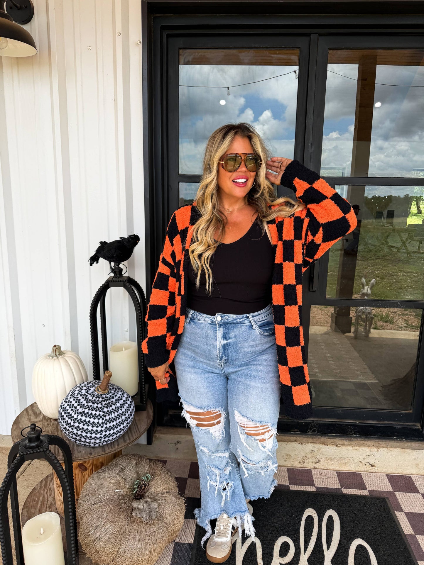 Checkered Cloud Cardigan by Blakely
