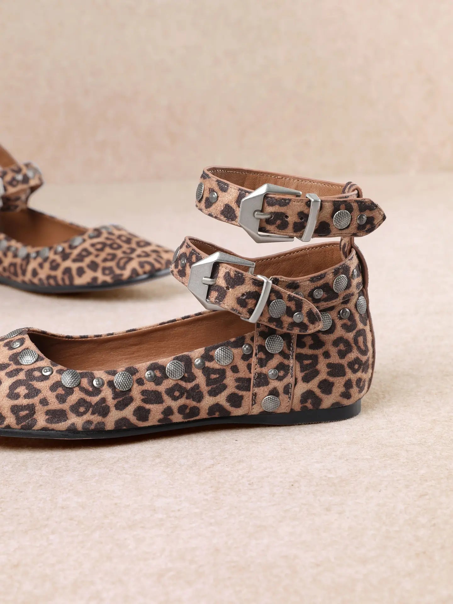 Velora - Studded Ankle Strap Flats