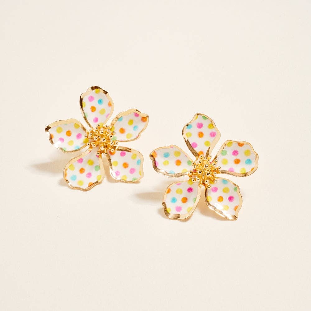 Polka Dot Flower Earrings