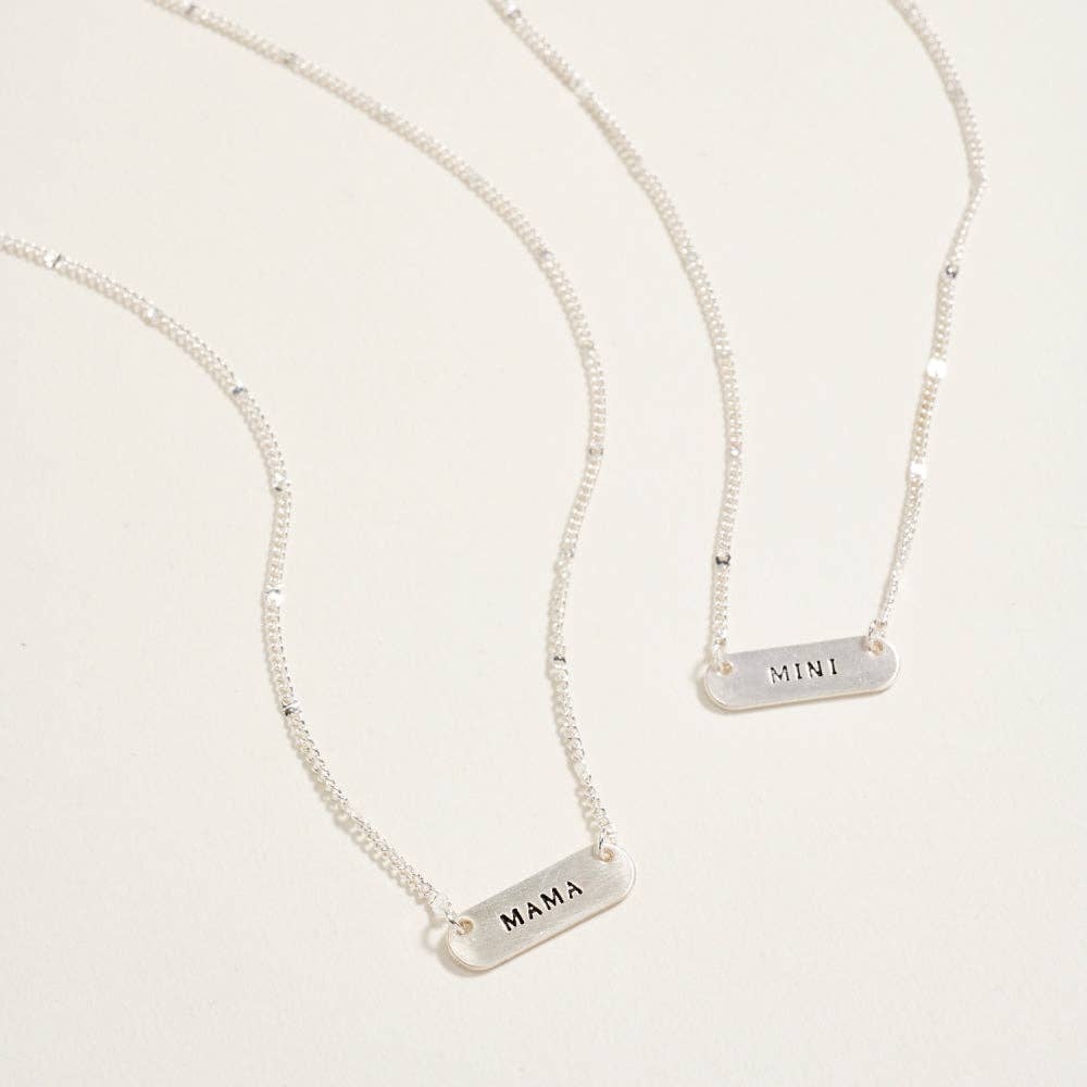 Mama & Mini Metal Bar Pendant Chain Necklace