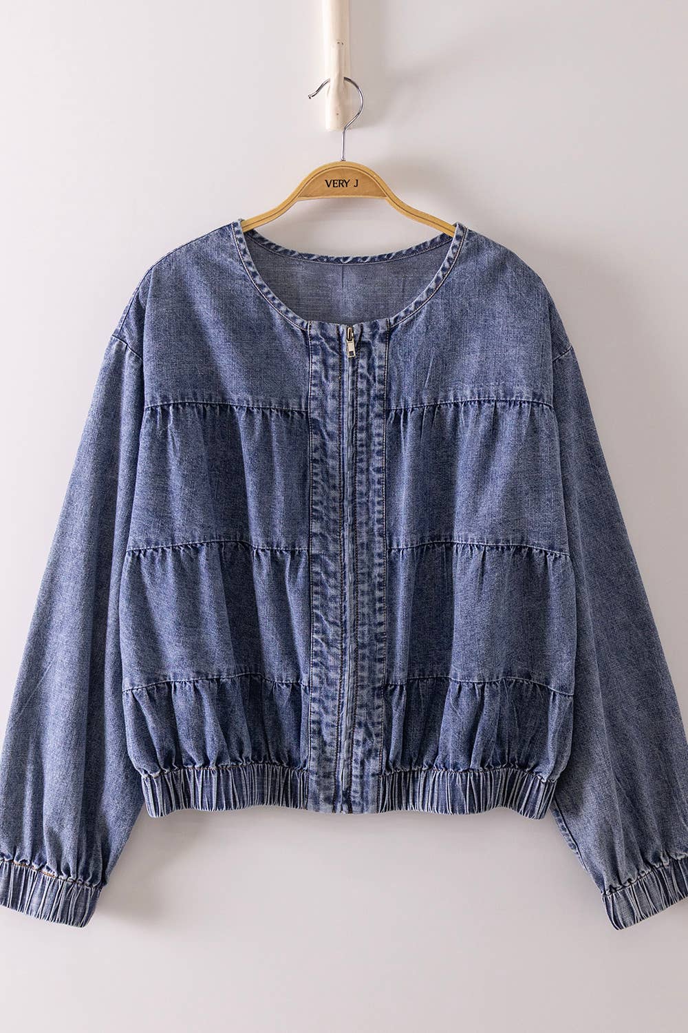 Tiered Layers Washed Denim Jacket