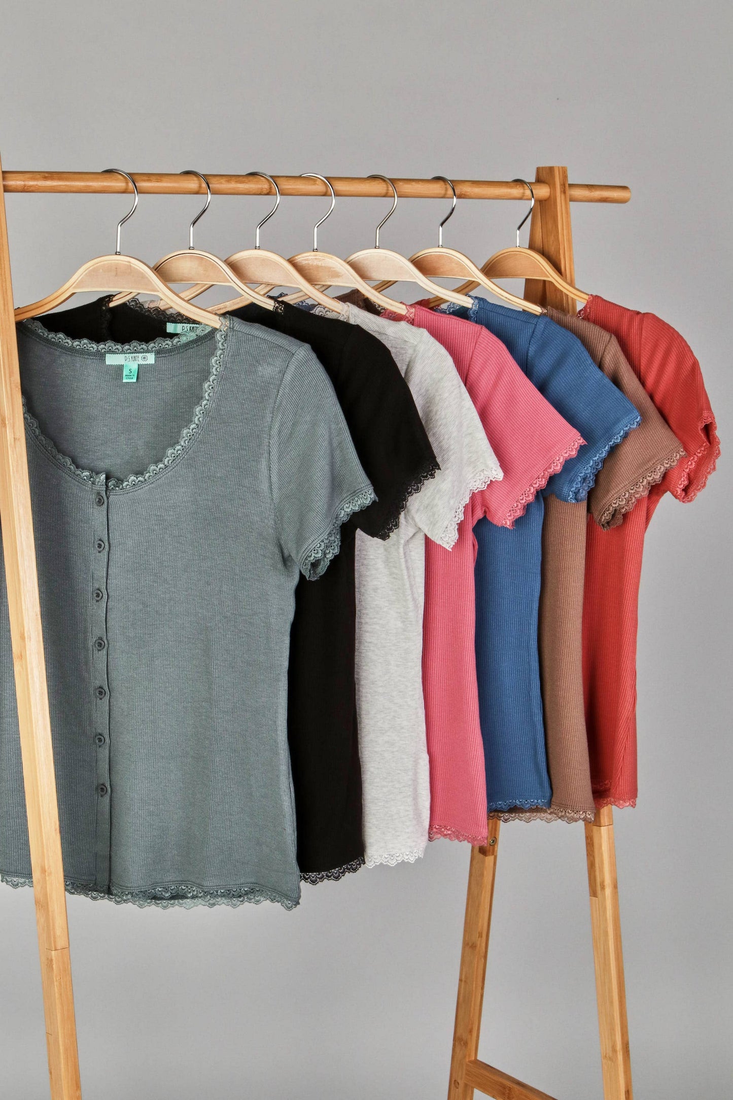 Solid Rib Button Top