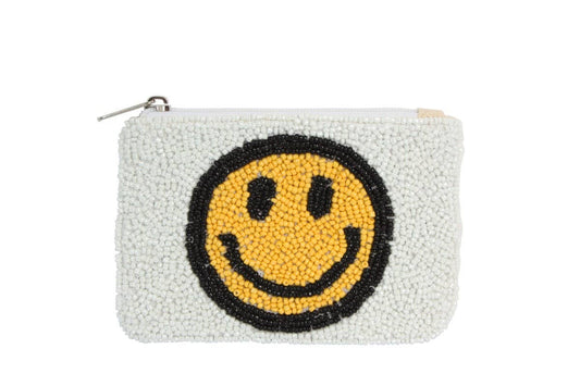 Fully Beaded HAPPY FACE  Coin Purse