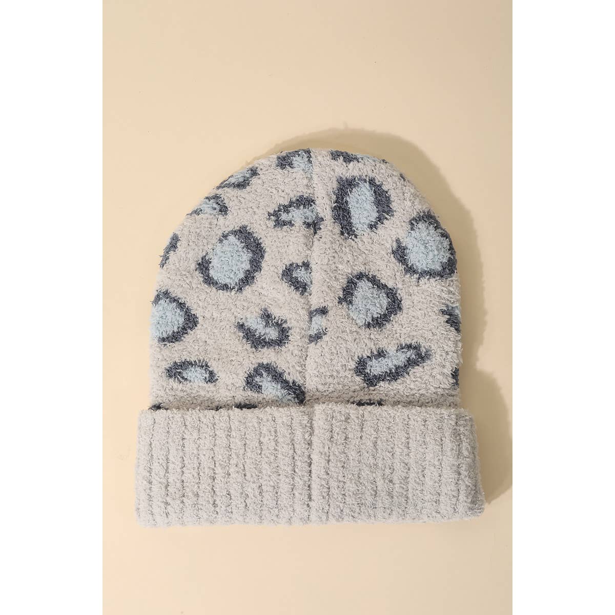 Fuzzy Leopard Print Beanie