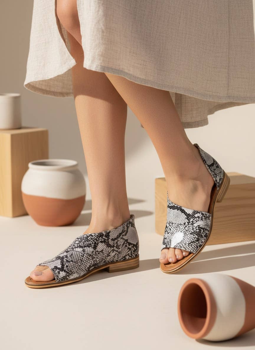 Adele Snake Pattern Slip On Flat