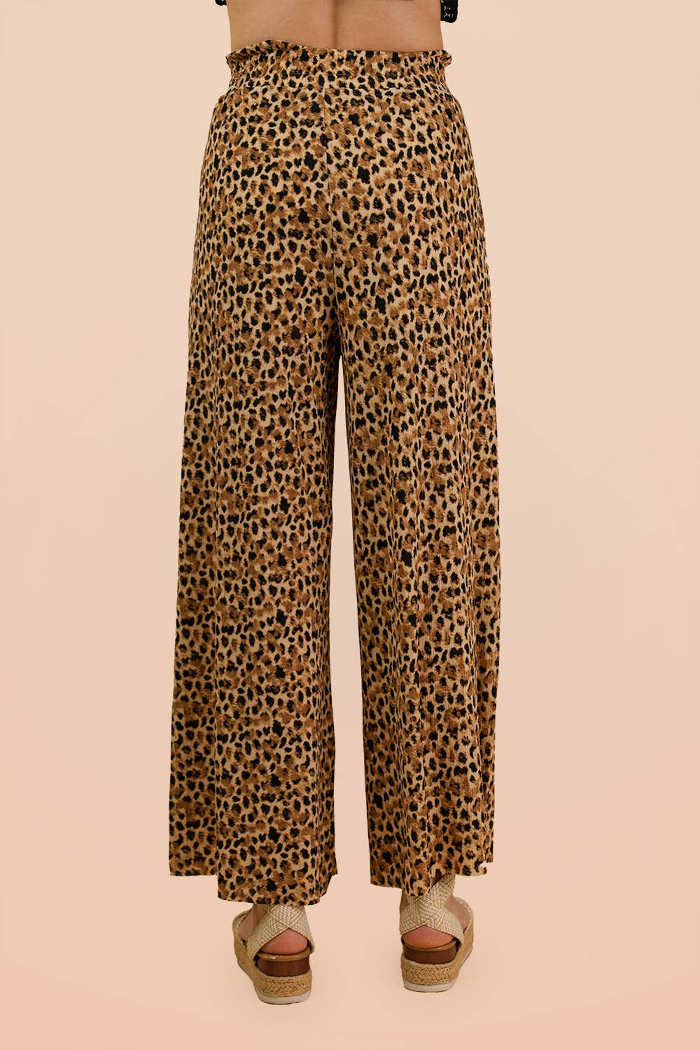 Wide Leg Leopard Pleated Comfy Pants