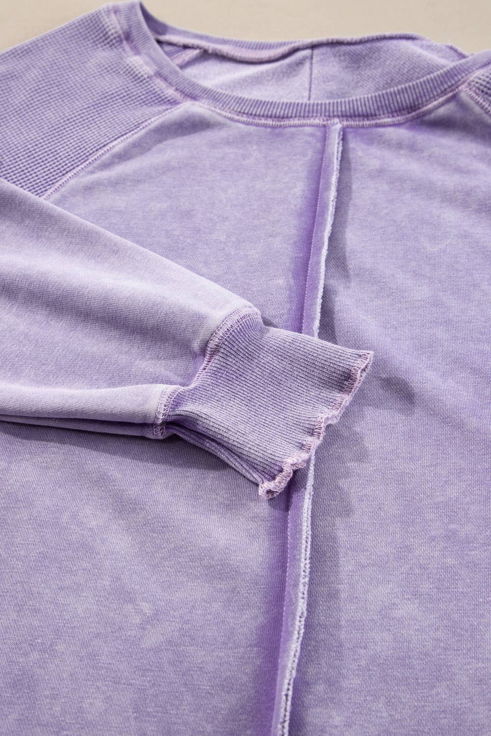 Patchwork Frilled Trim Pullover Sweatshirt