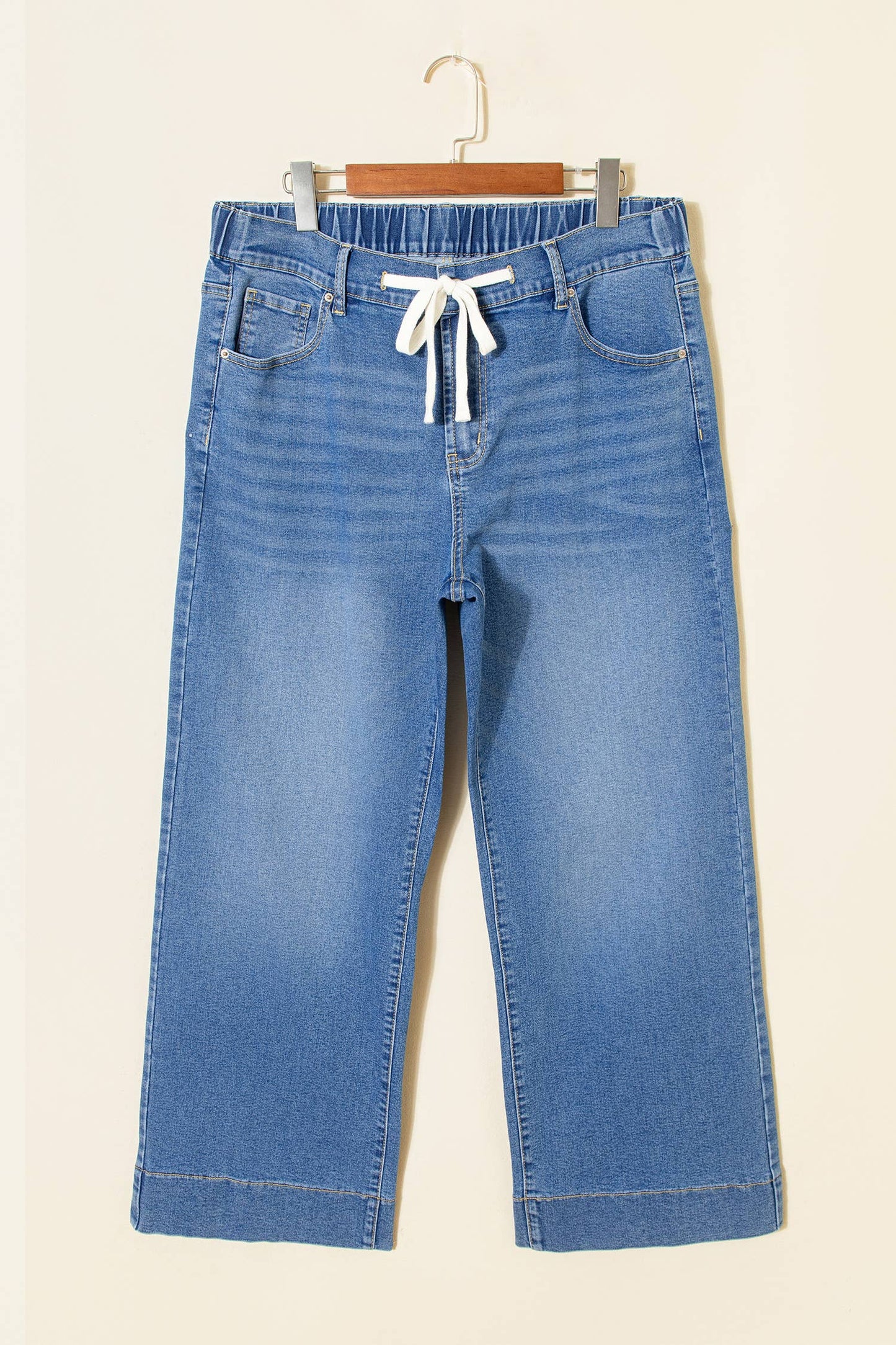 Acid Wash Contrast Pull On Jeans