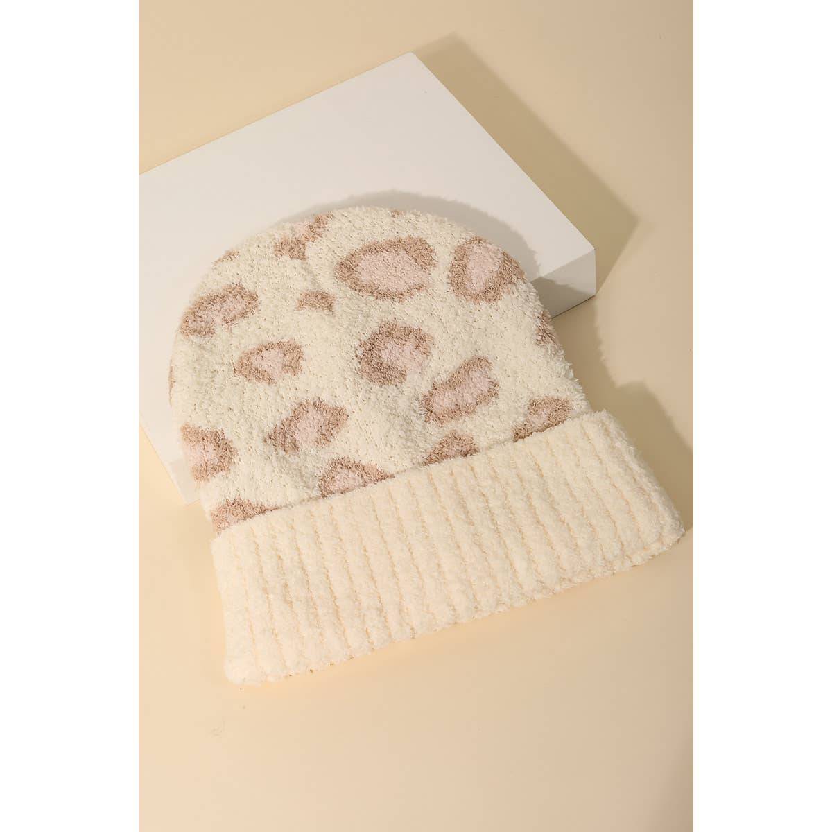 Fuzzy Leopard Print Beanie