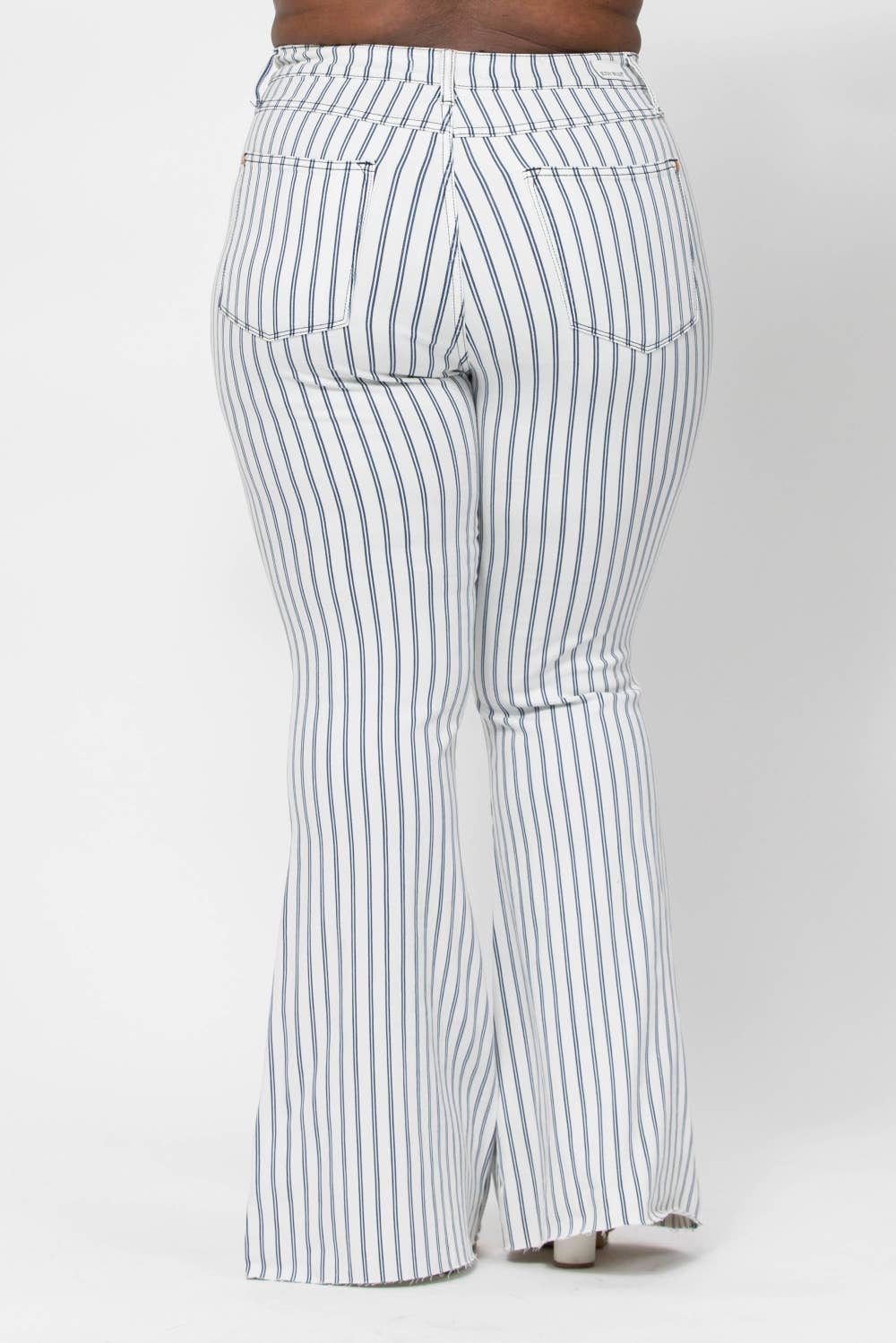 White Pinstripe Flare Jean