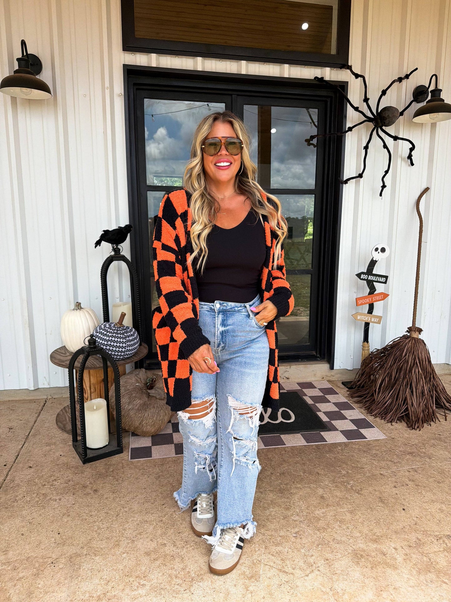 Checkered Cloud Cardigan by Blakely