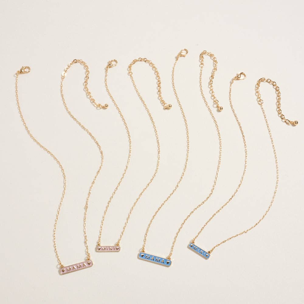 Mama & Mini Enamel Bar 2PC Set Chain Necklace