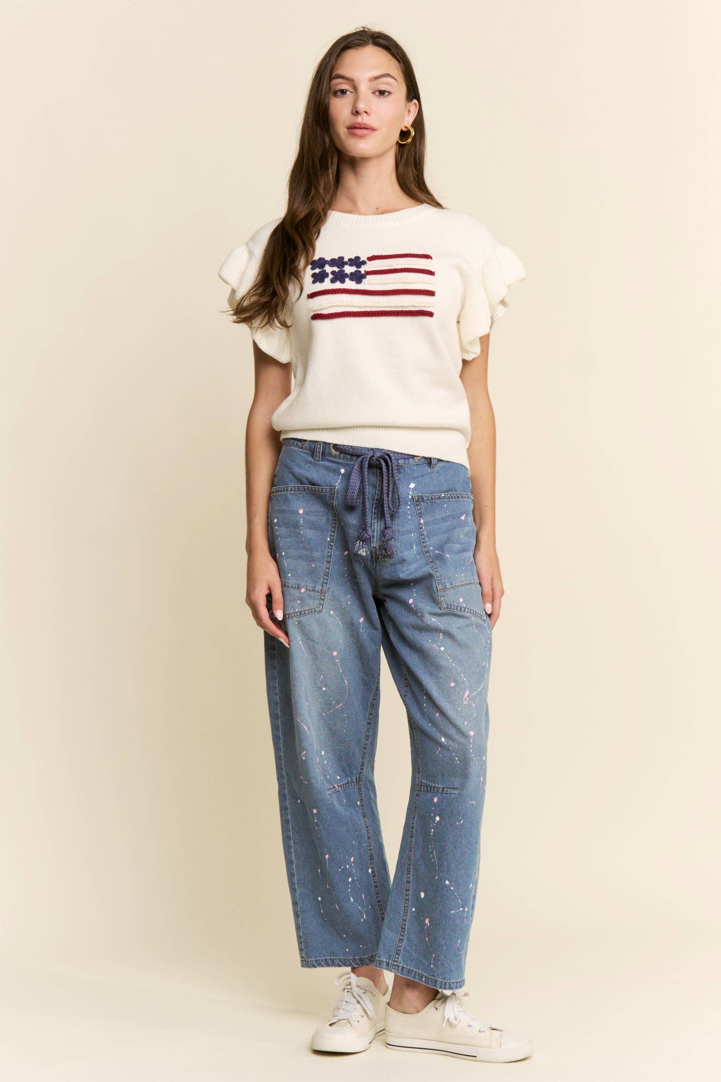 Paint-Splatter Relaxed Jeans