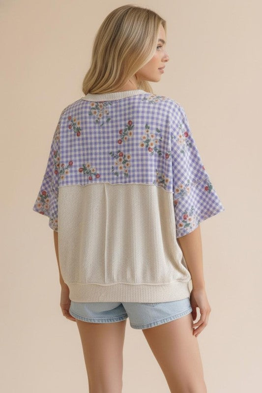 Gingham Floral Top