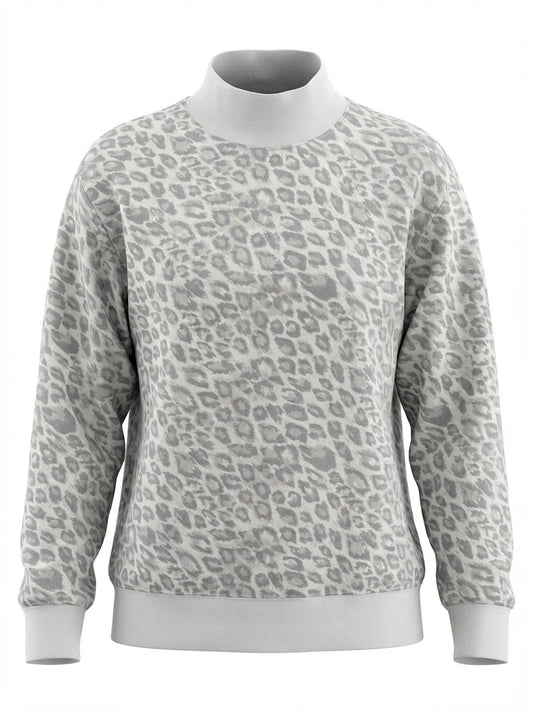 Leopard Printed Mockneck Sweatshirt