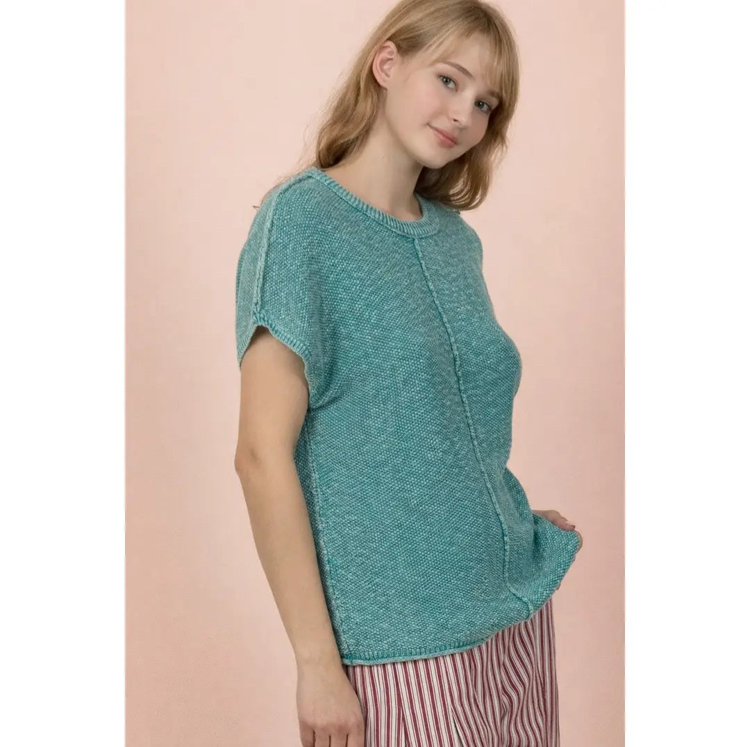 Mineral Washed Knit Casual Sweater