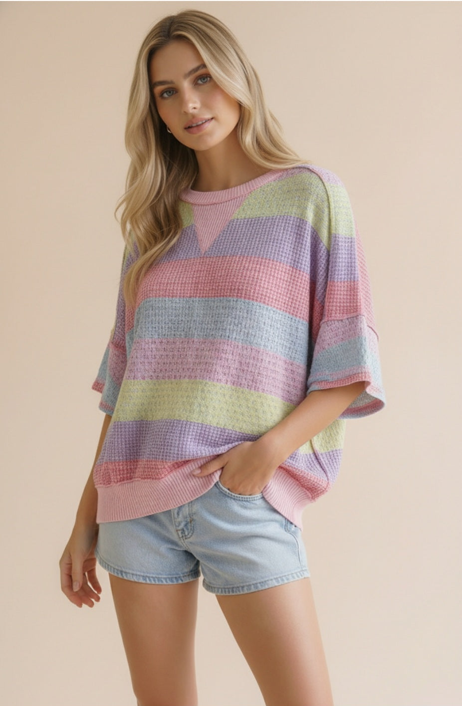 Flutter Sleeve Striped Top