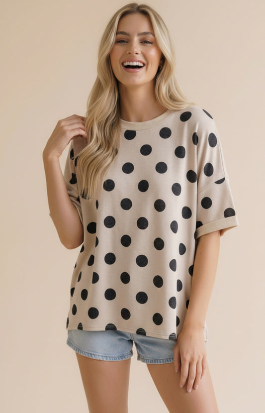 Polka Dot French Terry Top