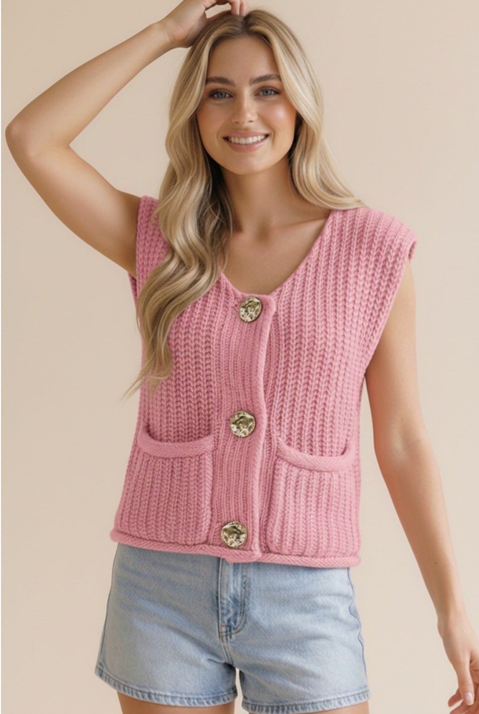 Gold Button Sweater Vest
