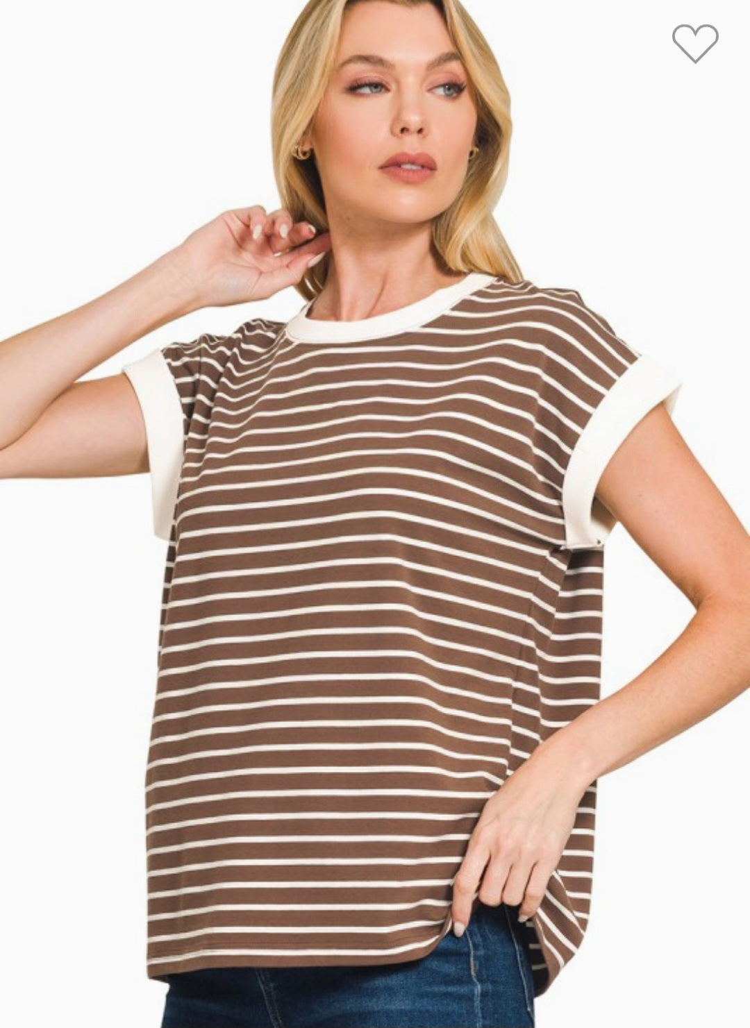 Stripe Contrast Trim Top
