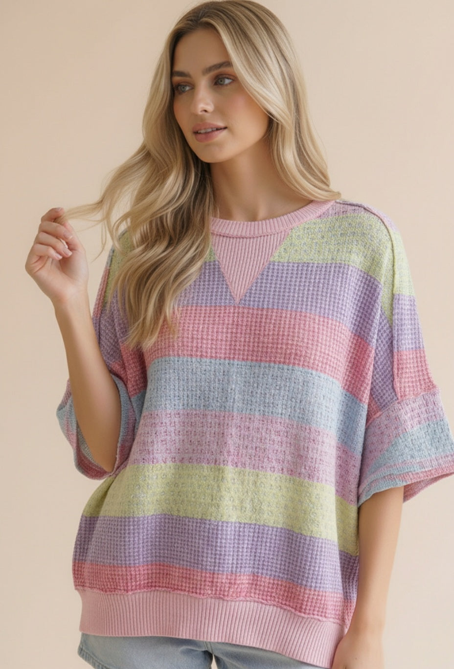 Flutter Sleeve Striped Top