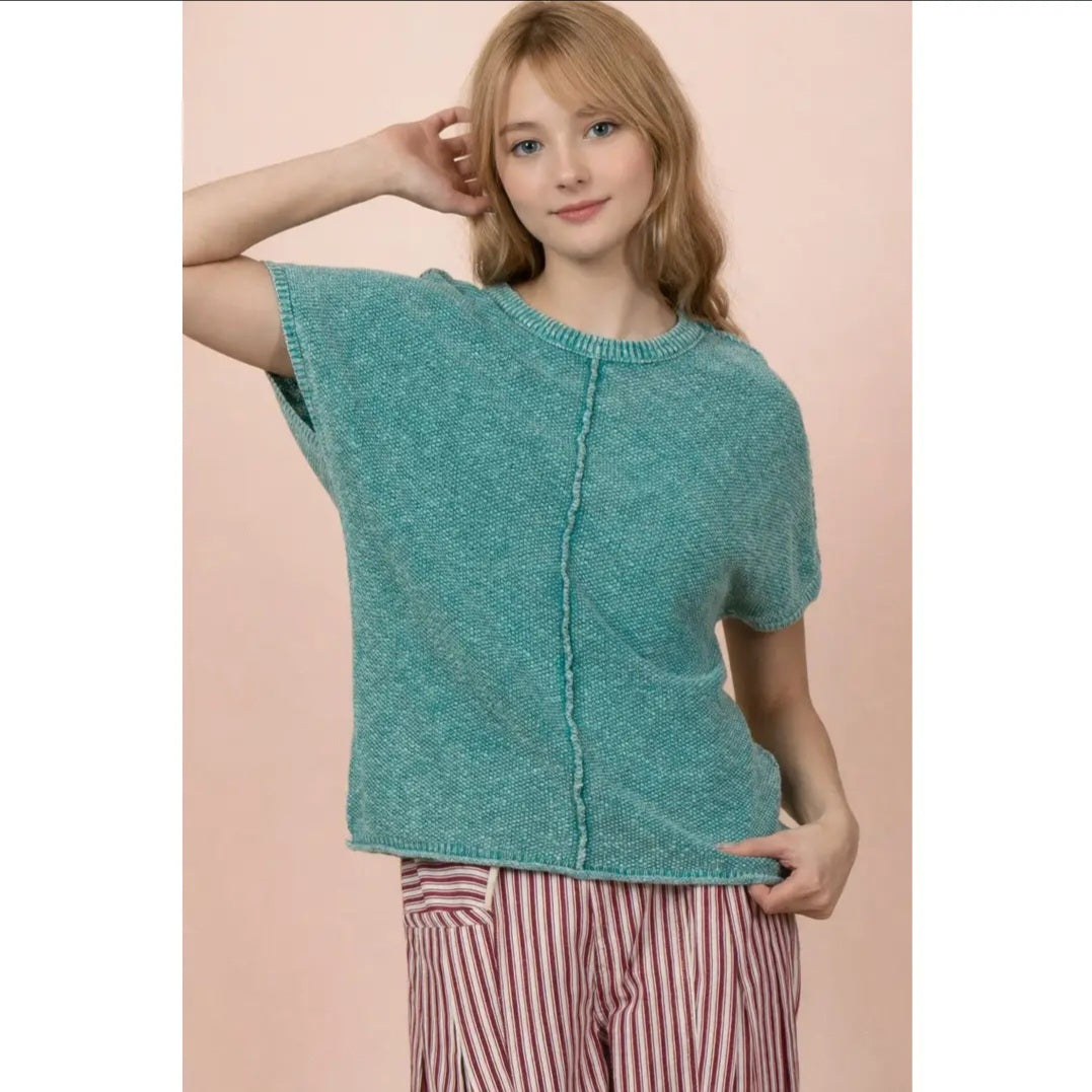 Mineral Washed Knit Casual Sweater