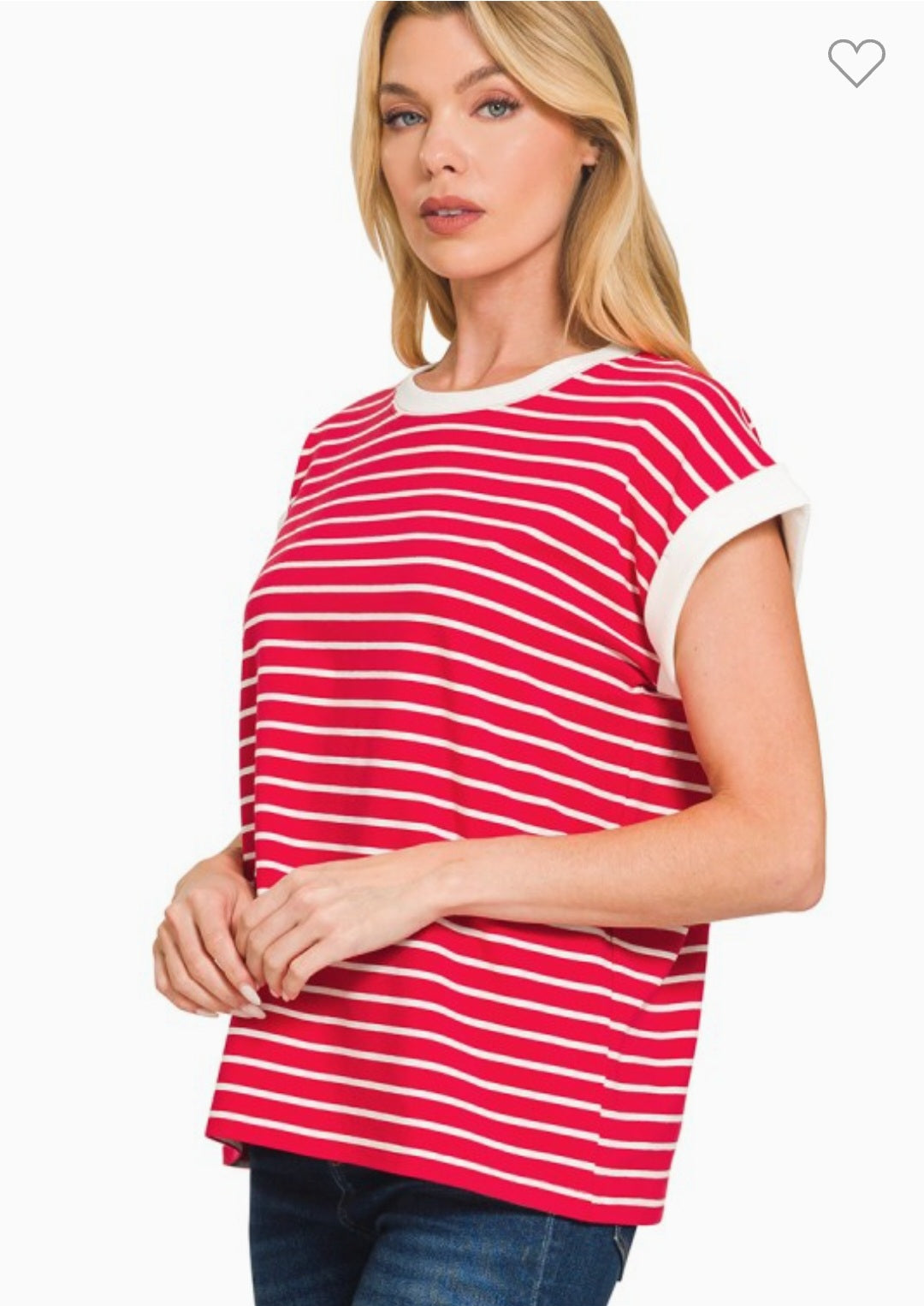 Stripe Contrast Trim Top