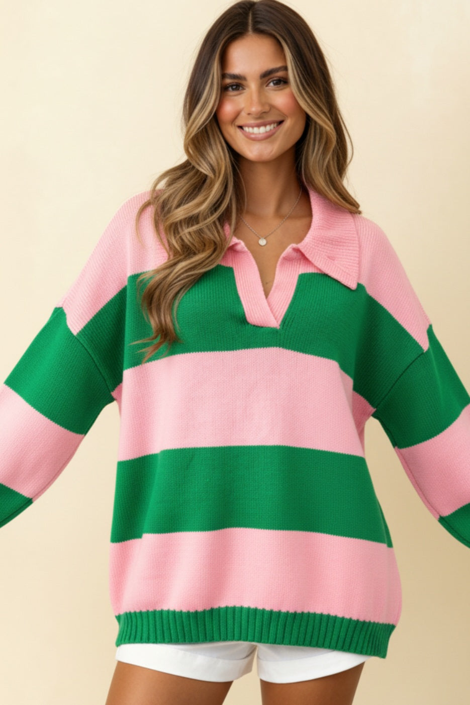 Collared Striped Sweater