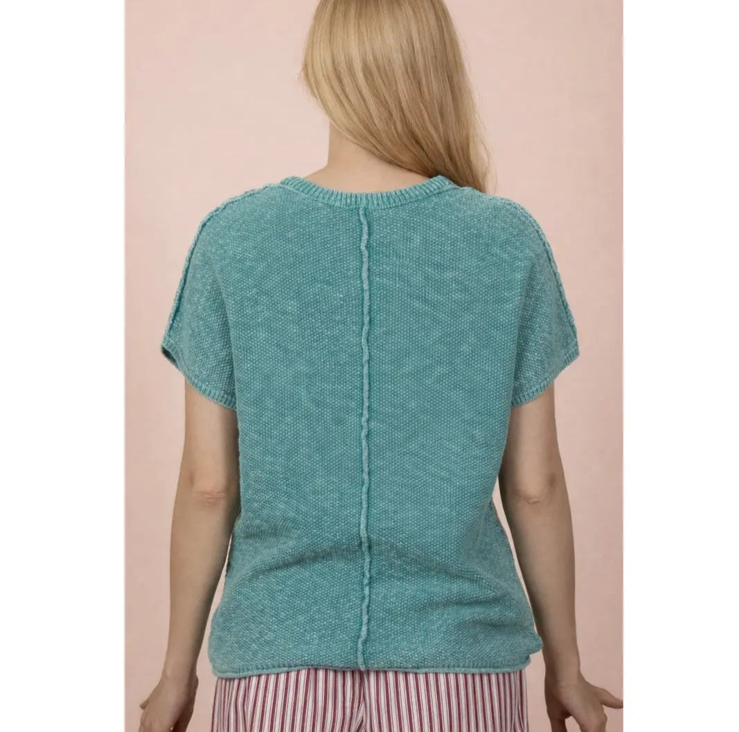 Mineral Washed Knit Casual Sweater