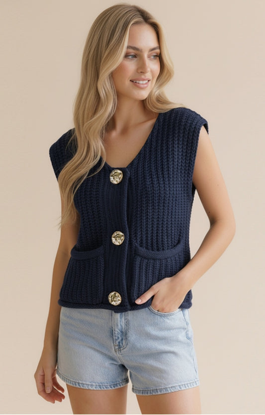 Gold Button Sweater Vest