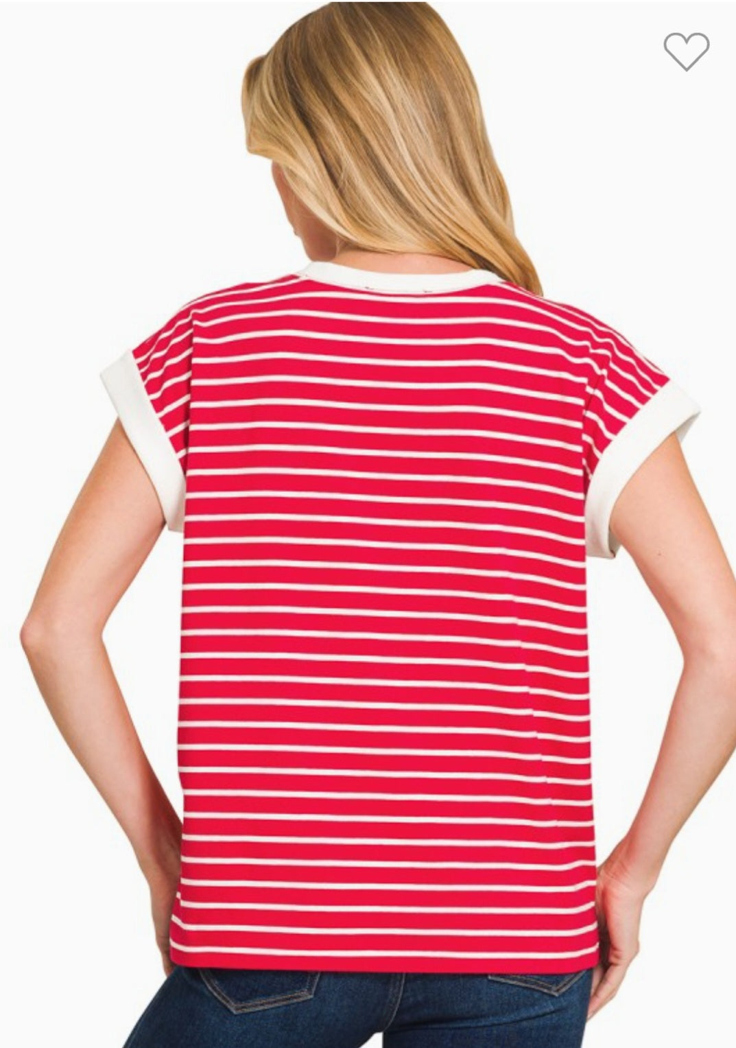 Stripe Contrast Trim Top