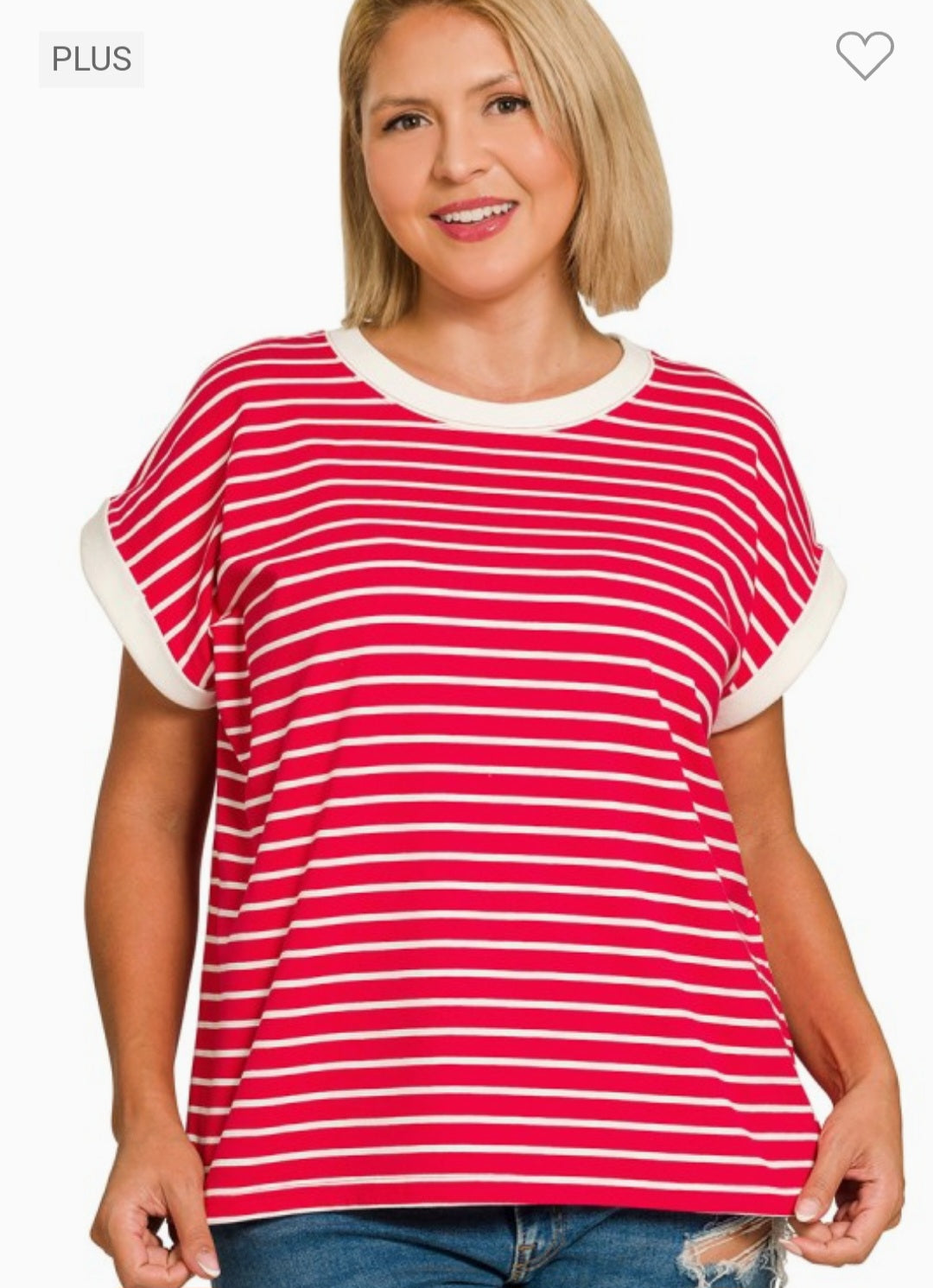 Stripe Contrast Trim Top