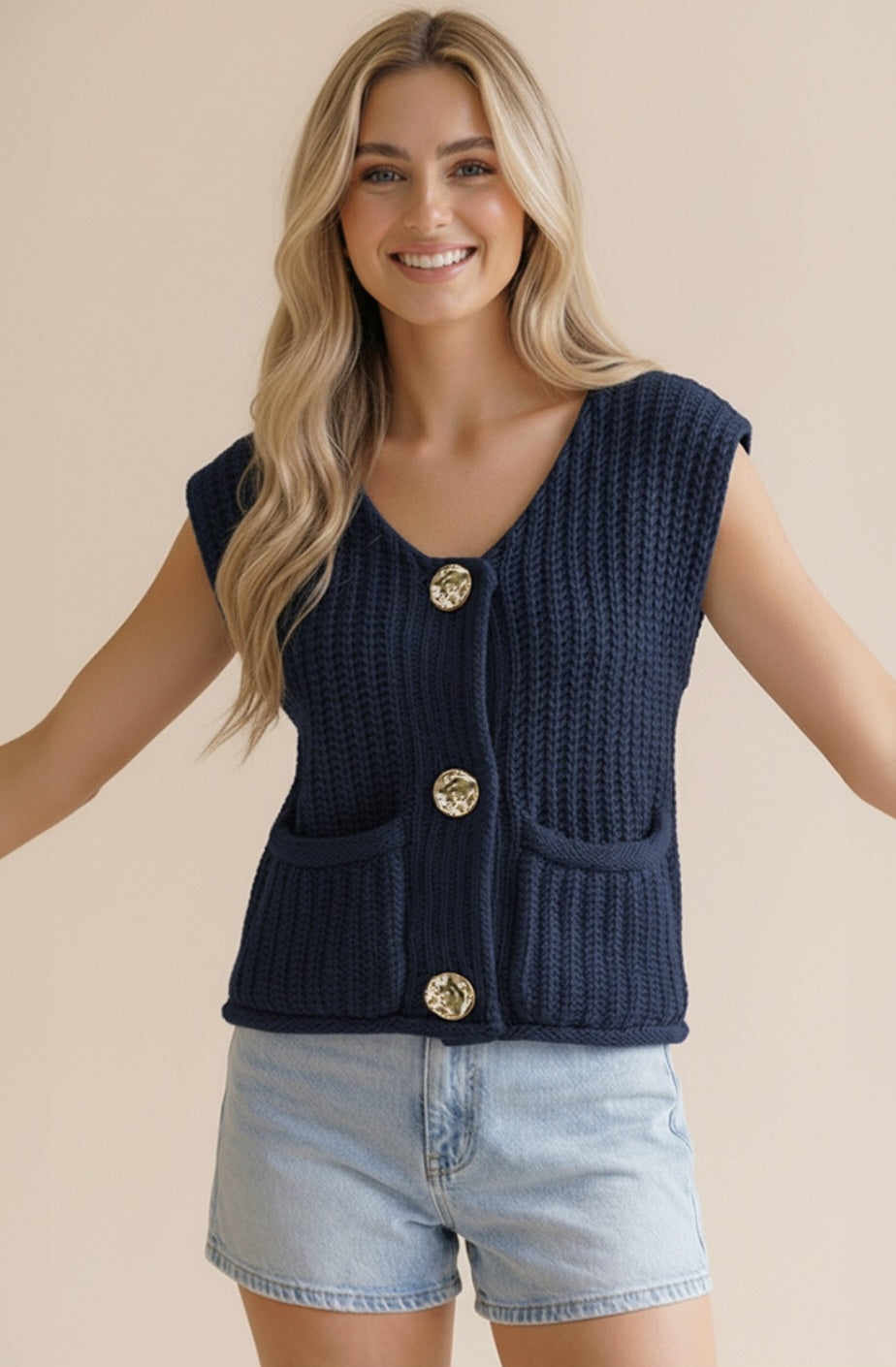 Gold Button Sweater Vest