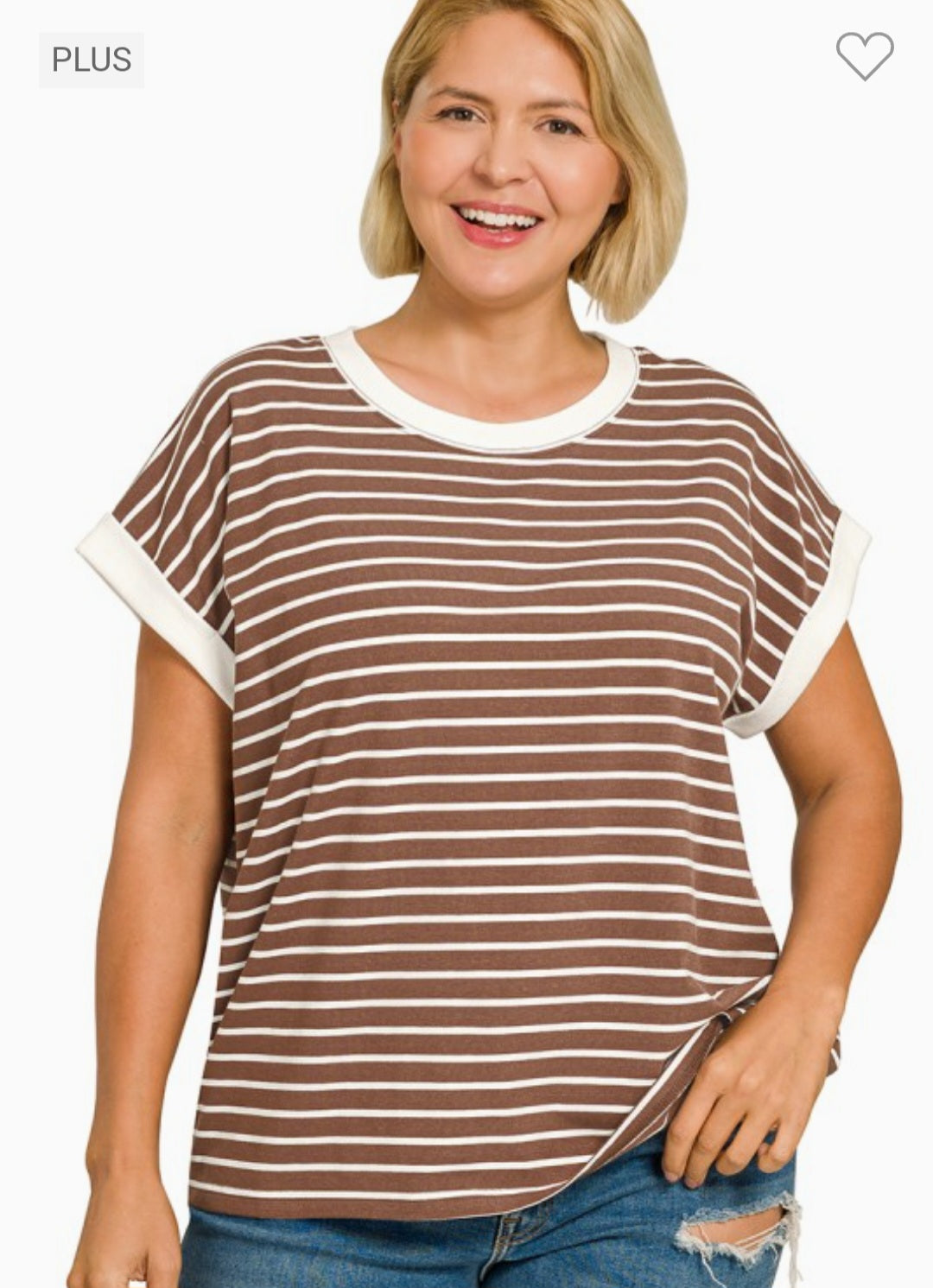 Stripe Contrast Trim Top