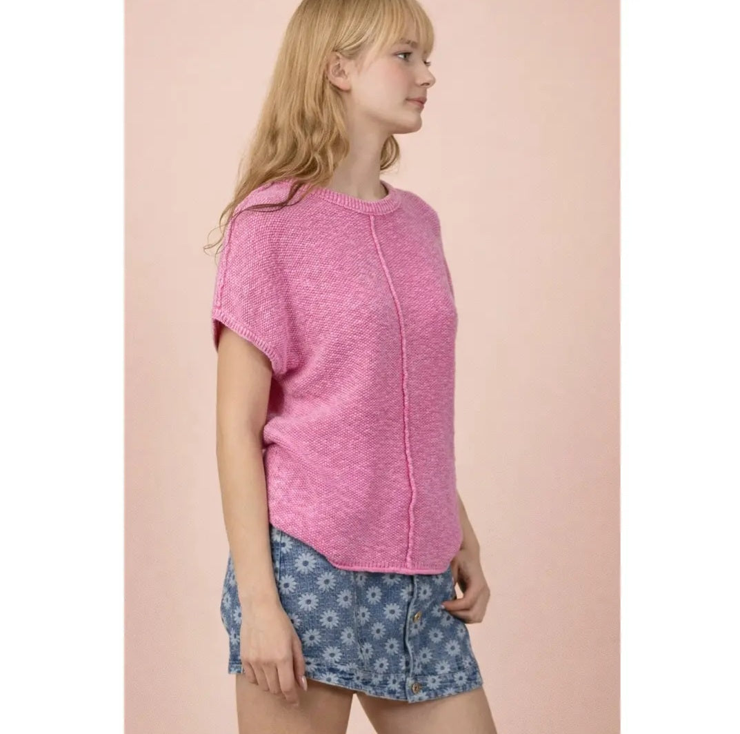 Mineral Washed Knit Casual Sweater